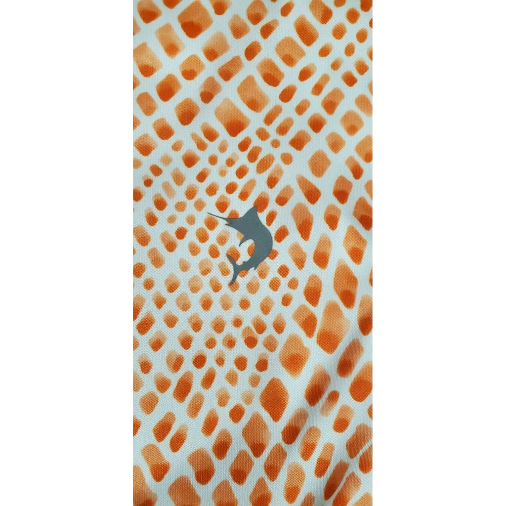 Reel Legends Fishing Shirt XXL Snakeskin Pattern Print Orange Coral on White - Picture 2 of 6